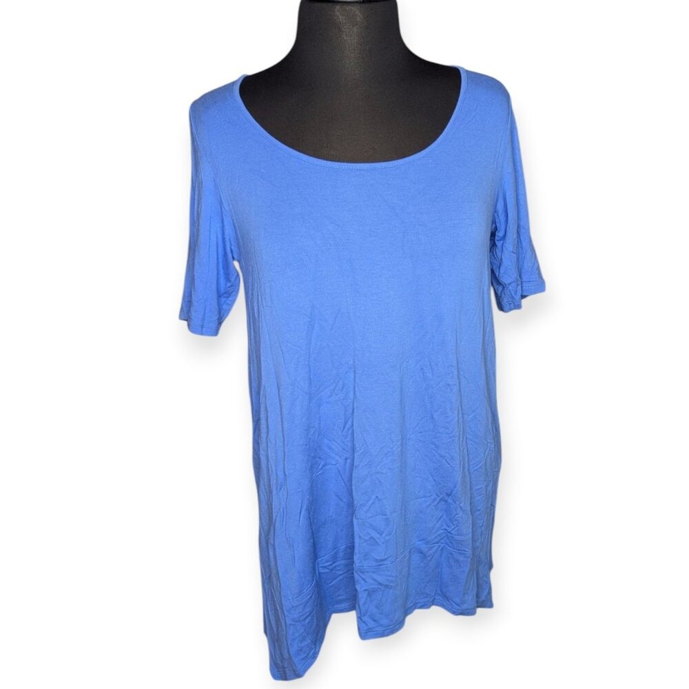 J. Jill Wearever Collection Blue Short Sleeve Pullover Top Size Small